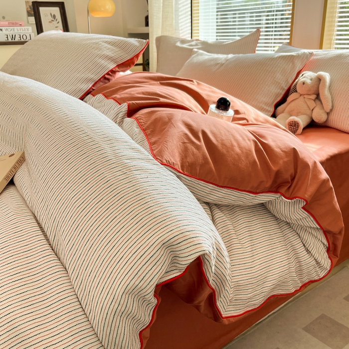 91家纺网 家纺一手货源 找家纺 （总）宜代光年 2025新款全棉纯棉色织提花滚绳款四件套-森韵