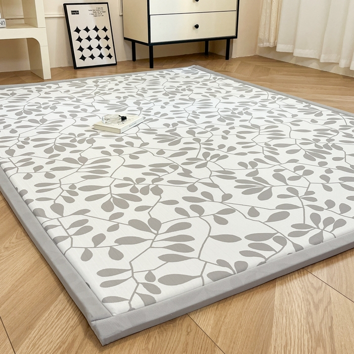 91家纺网 家纺一手货源 找家纺 宜代光年 2025新款冷凝丝提花凉席多功能地垫 凉感叶繁床垫-灰