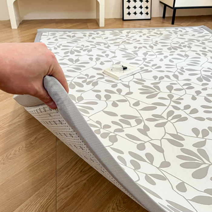 91家纺网 家纺一手货源 找家纺 宜代光年 2025新款冷凝丝提花凉席多功能地垫 凉感叶繁床垫-灰