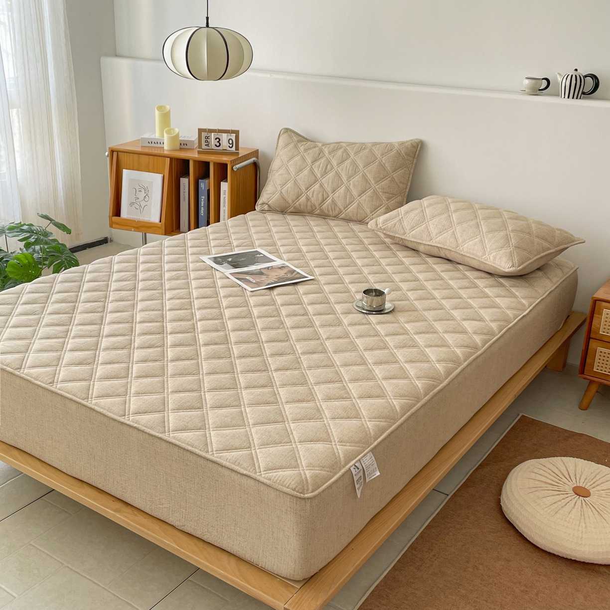 91家纺网 家纺一手货源 找家纺 （总）豪选家纺 2025新款仿亚麻夹棉棉花床笠