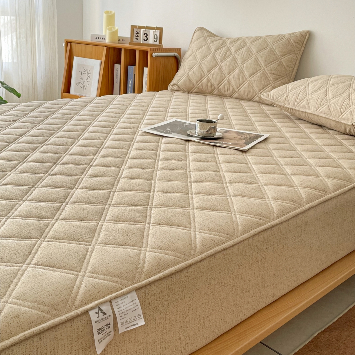 91家纺网 家纺一手货源 找家纺 （总）豪选家纺 2025新款仿亚麻夹棉棉花床笠