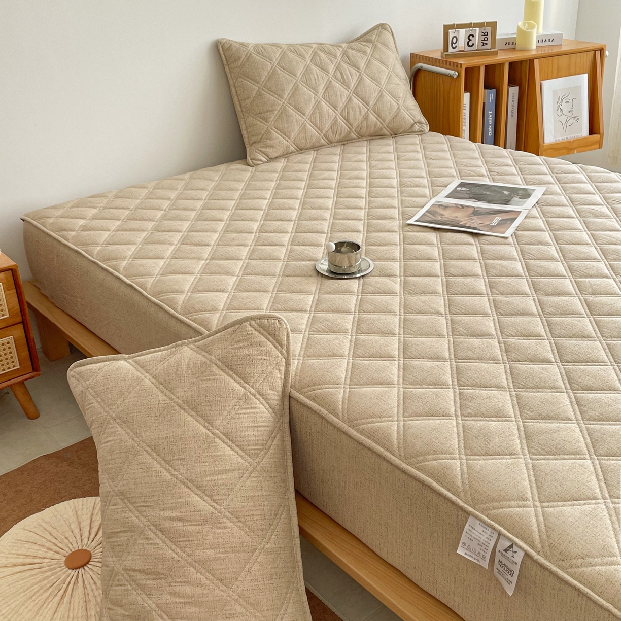 91家纺网 家纺一手货源 找家纺 （总）豪选家纺 2025新款仿亚麻夹棉棉花床笠