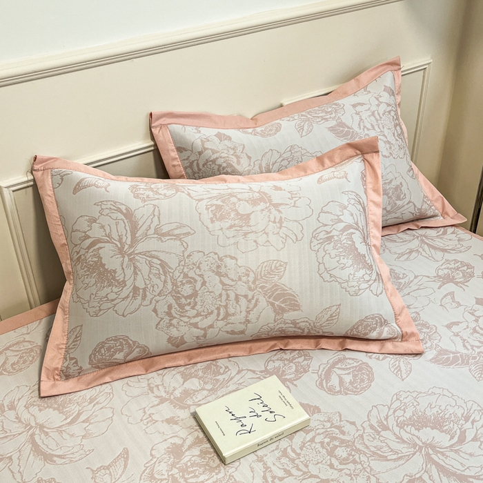 91家纺网 家纺一手货源 找家纺 宜代光年 2025新款冷凝丝可水洗提花凉感席 凉感牡丹-粉