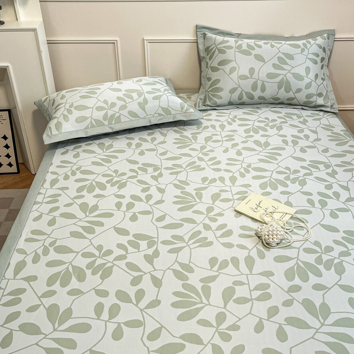 91家纺网 家纺一手货源 找家纺 宜代光年 2025新款冷凝丝可水洗提花凉感席 凉感叶繁-绿