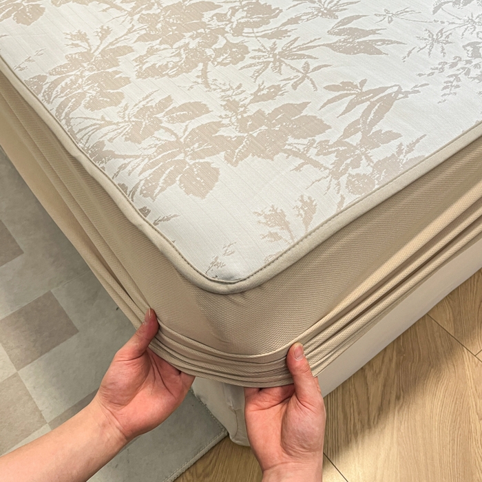 91家纺网 家纺一手货源 找家纺 宜代光年 2025新款冷凝丝可水洗提花凉感席 床笠-凉感繁花-咖