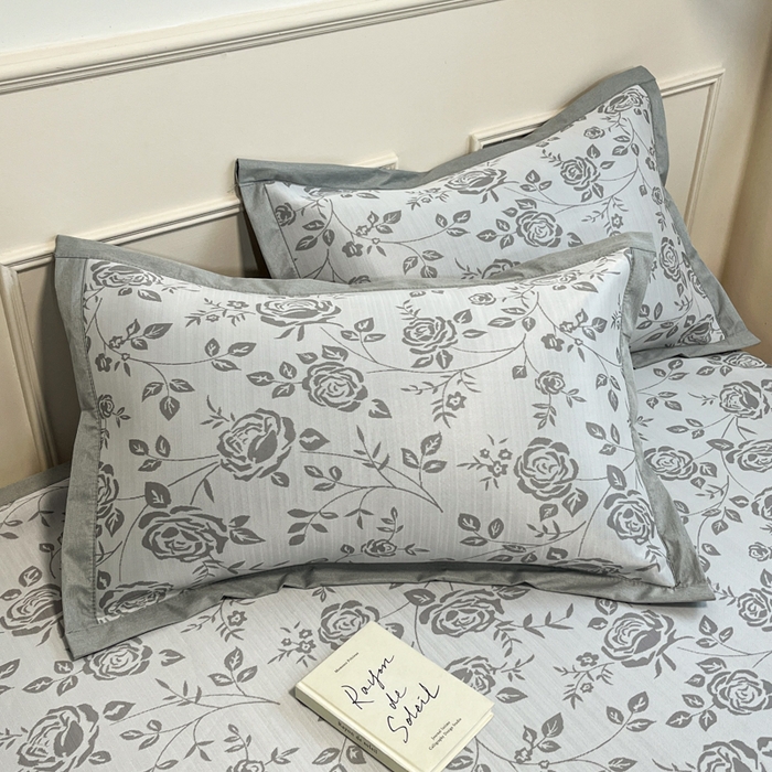 91家纺网 家纺一手货源 找家纺 宜代光年 2025新款冷凝丝可水洗提花凉感席 凉感陌上花开-灰