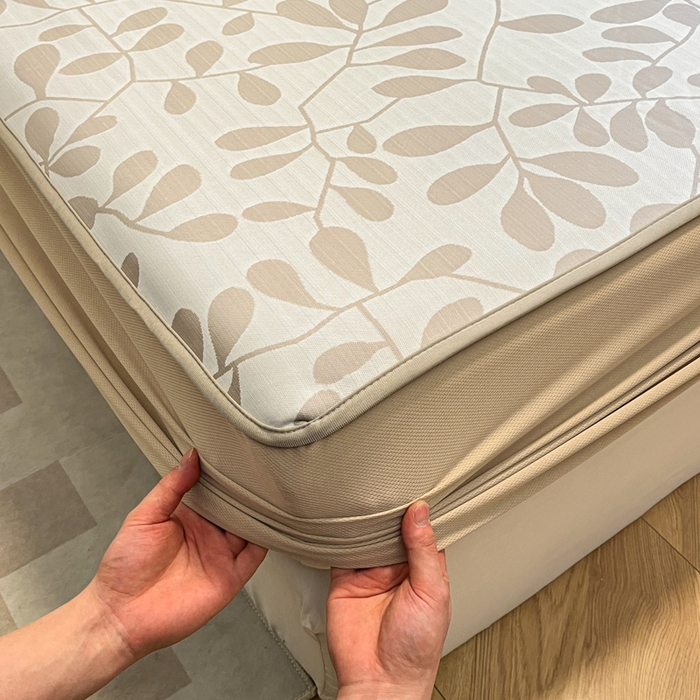 91家纺网 家纺一手货源 找家纺 宜代光年 2025新款冷凝丝可水洗提花凉感席 床笠-凉感叶繁-咖