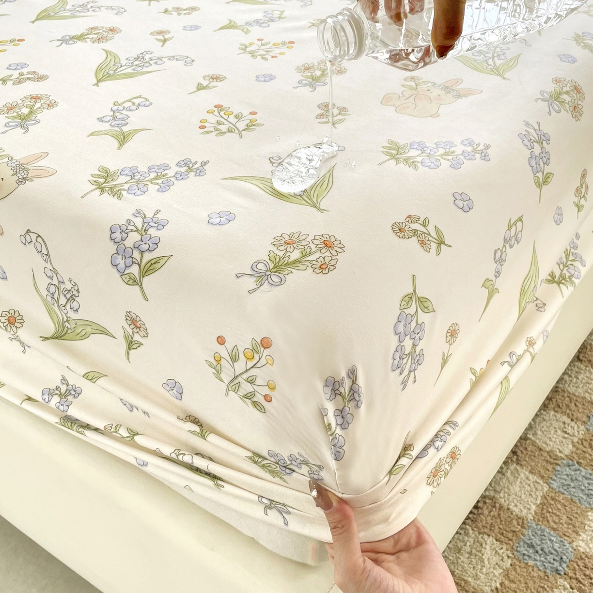 91家纺网 家纺一手货源 找家纺 （总）豪选家纺 2025新款双层纱单层印花床笠