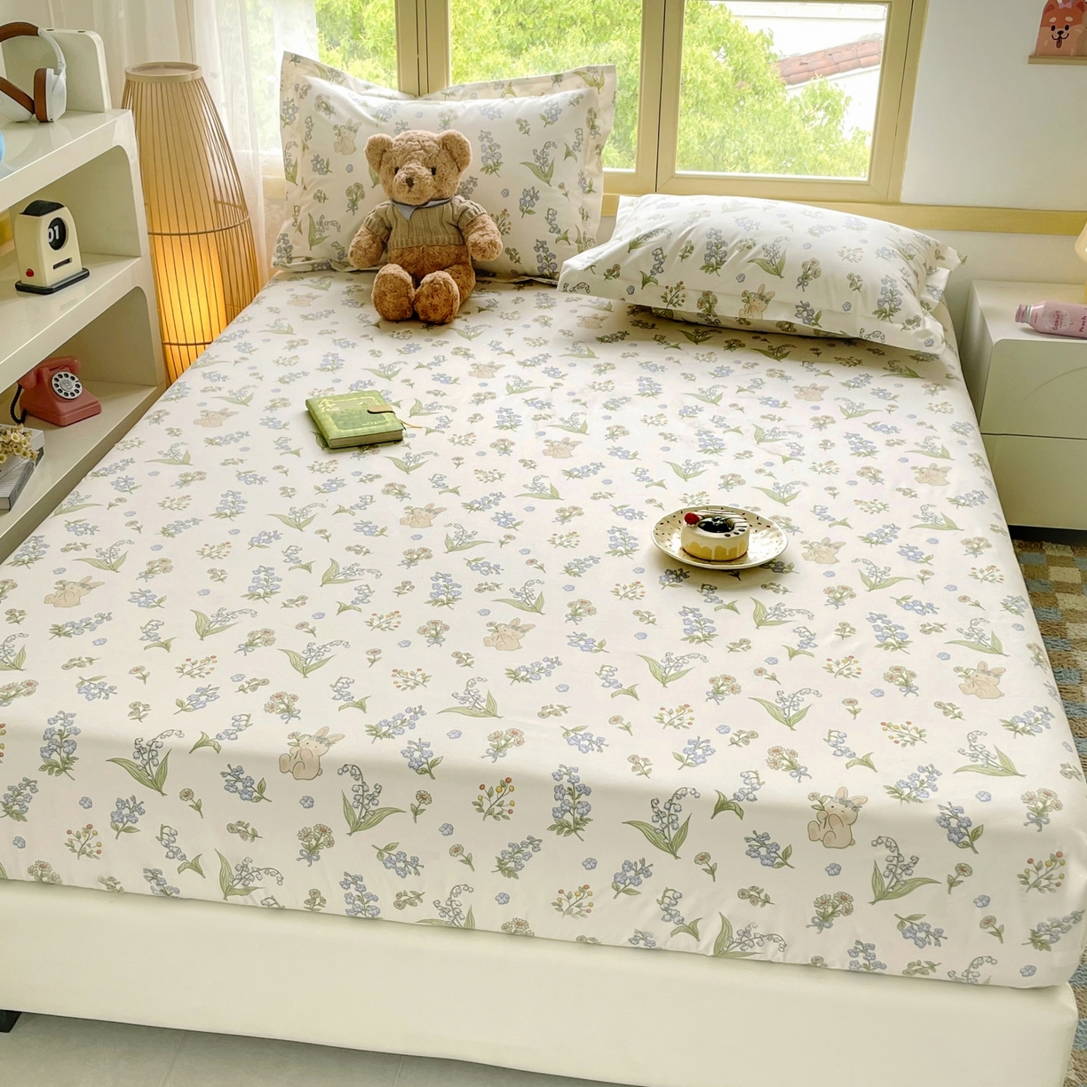 91家纺网 家纺一手货源 找家纺 （总）豪选家纺 2025新款双层纱单层印花床笠