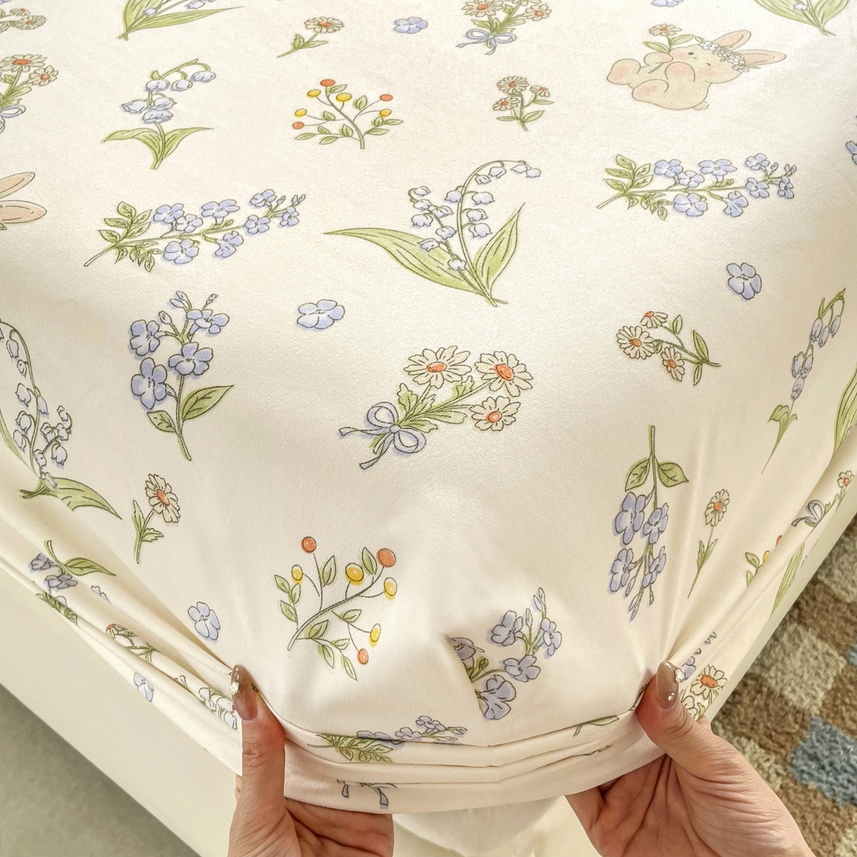 91家纺网 家纺一手货源 找家纺 （总）豪选家纺 2025新款双层纱单层印花床笠