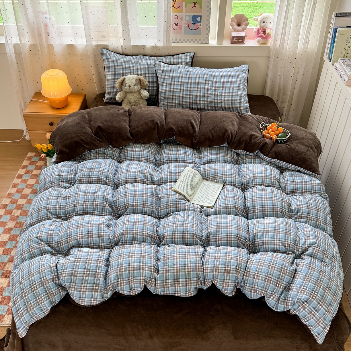 91家纺网 家纺一手货源 找家纺 （总）十一家居 2025年新款A类云斜棉+牛奶绒春秋冬正反两用四件套—星漾系列