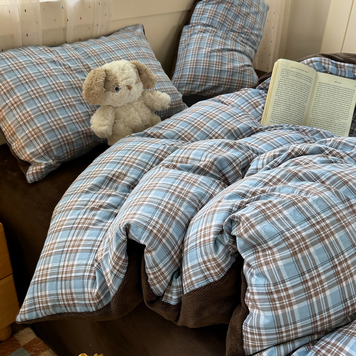 91家纺网 家纺一手货源 找家纺 （总）十一家居 2025年新款A类云斜棉+牛奶绒春秋冬正反两用四件套—星漾系列