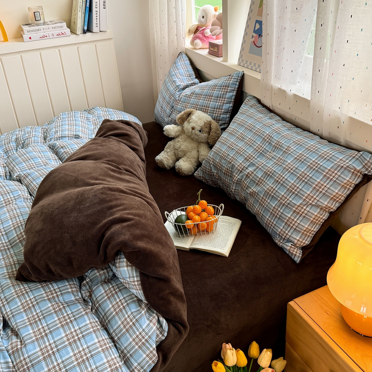 91家纺网 家纺一手货源 找家纺 （总）十一家居 2025年新款A类云斜棉+牛奶绒春秋冬正反两用四件套—星漾系列