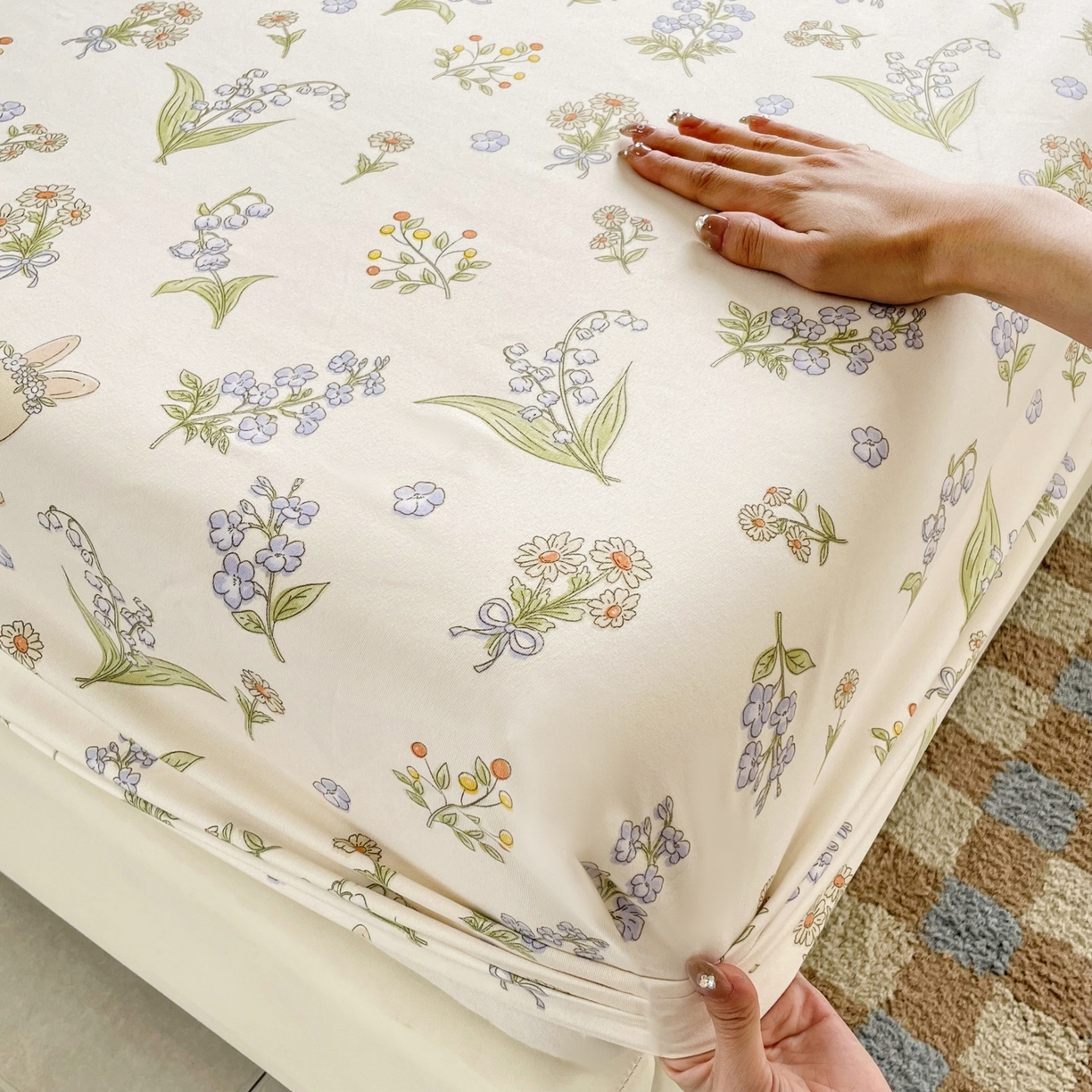 91家纺网 家纺一手货源 找家纺 （总）豪选家纺 2025新款双层纱单层印花床笠