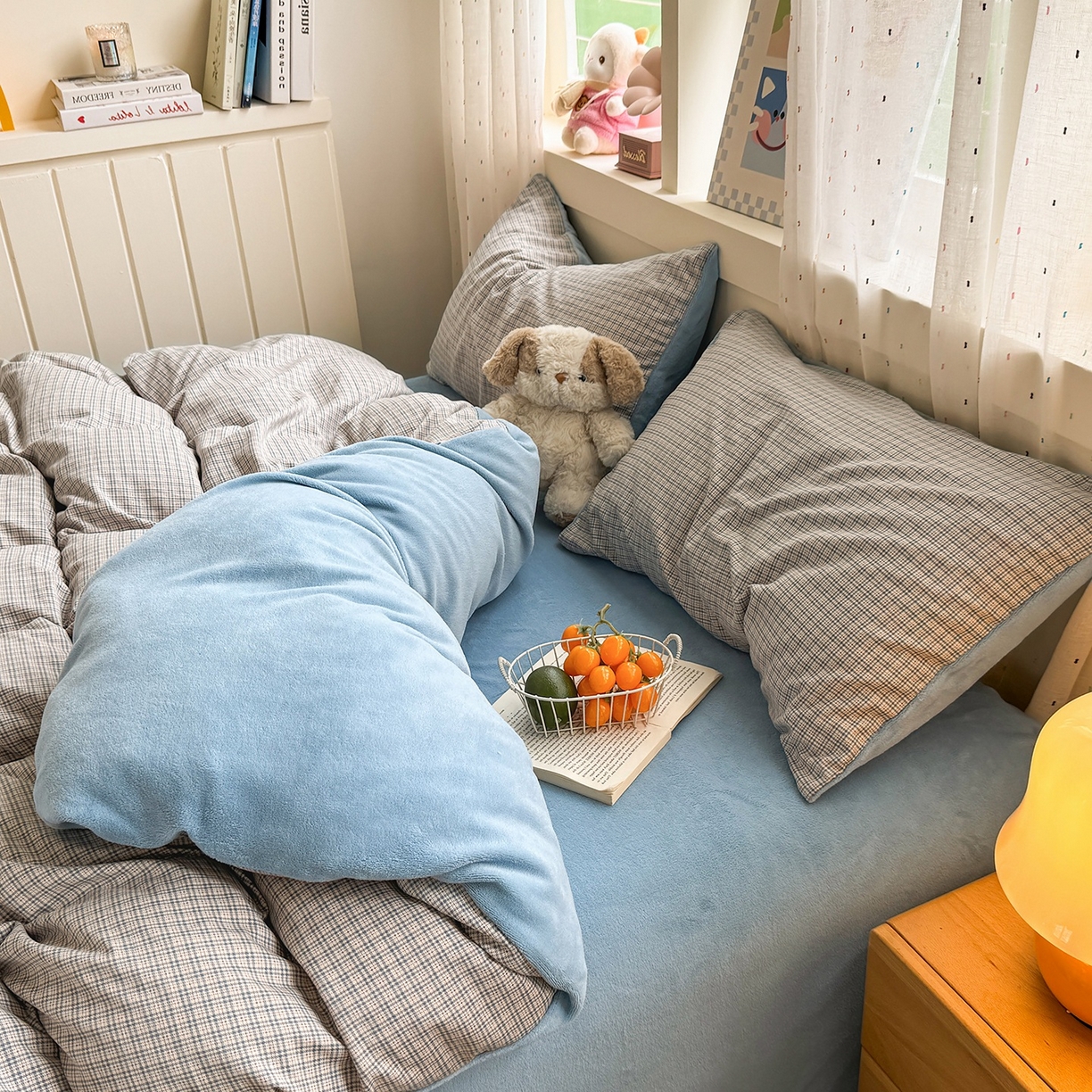 91家纺网 家纺一手货源 找家纺 十一家居 2025年新款A类云斜棉+牛奶绒春秋冬正反两用四件套—星漾系列 星漾-布朗格灰