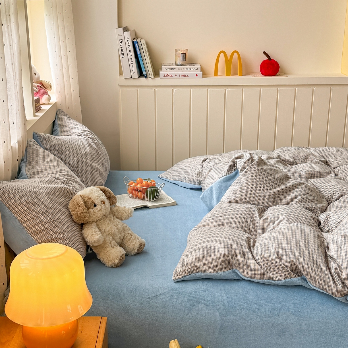 91家纺网 家纺一手货源 找家纺 十一家居 2025年新款A类云斜棉+牛奶绒春秋冬正反两用四件套—星漾系列 星漾-布朗格灰