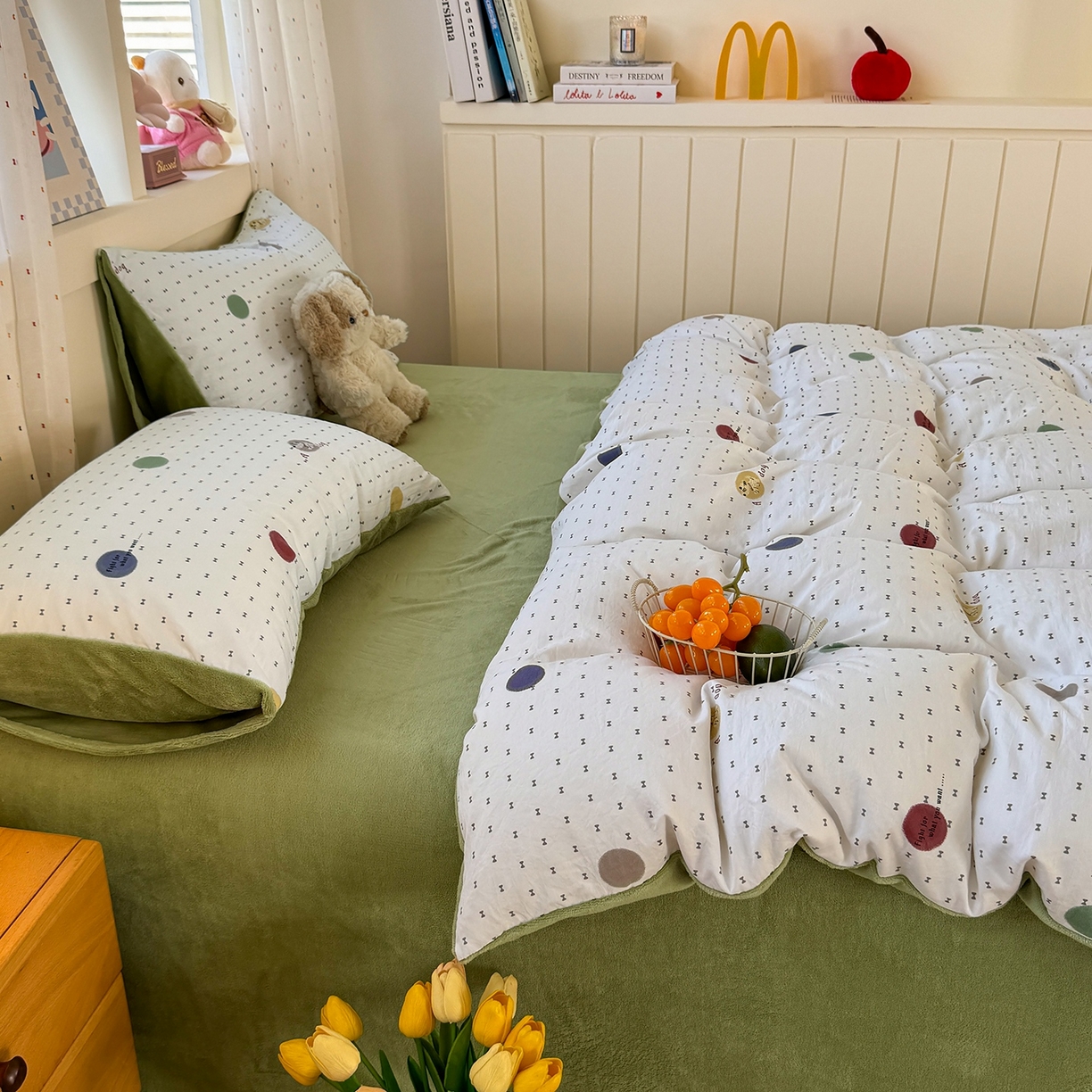 91家纺网 家纺一手货源 找家纺 十一家居 2025年新款A类云斜棉+牛奶绒春秋冬正反两用四件套—星漾系列 星漾-趣点萌宠