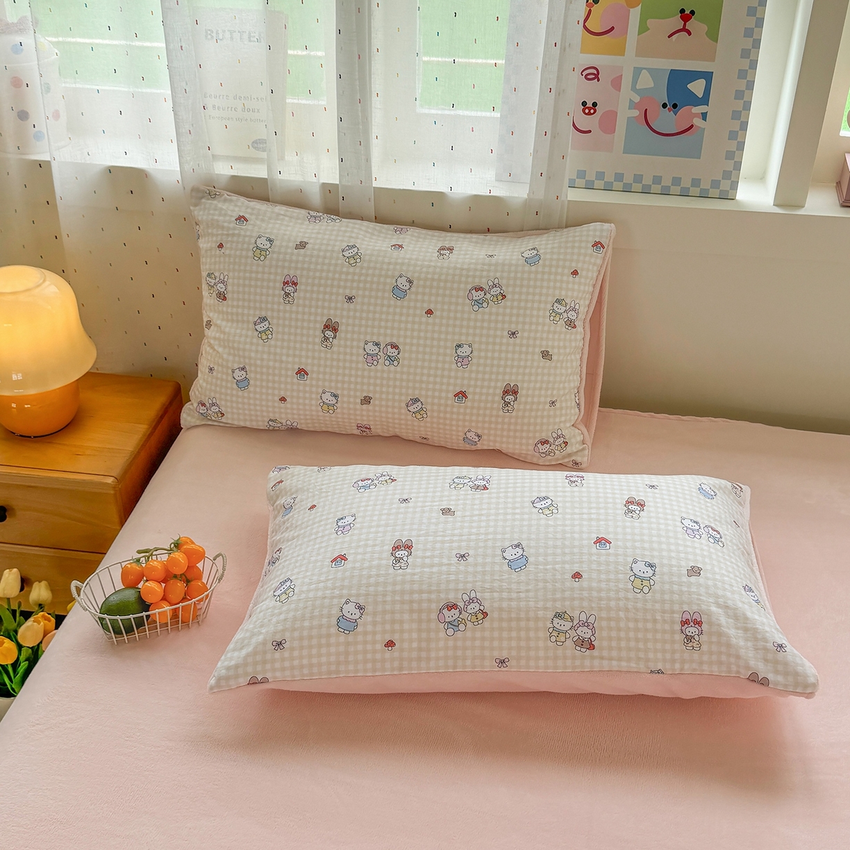 91家纺网 家纺一手货源 找家纺 十一家居 2025年新款A类云斜棉+牛奶绒春秋冬正反两用四件套—星漾系列 星漾-梦幻凯蒂