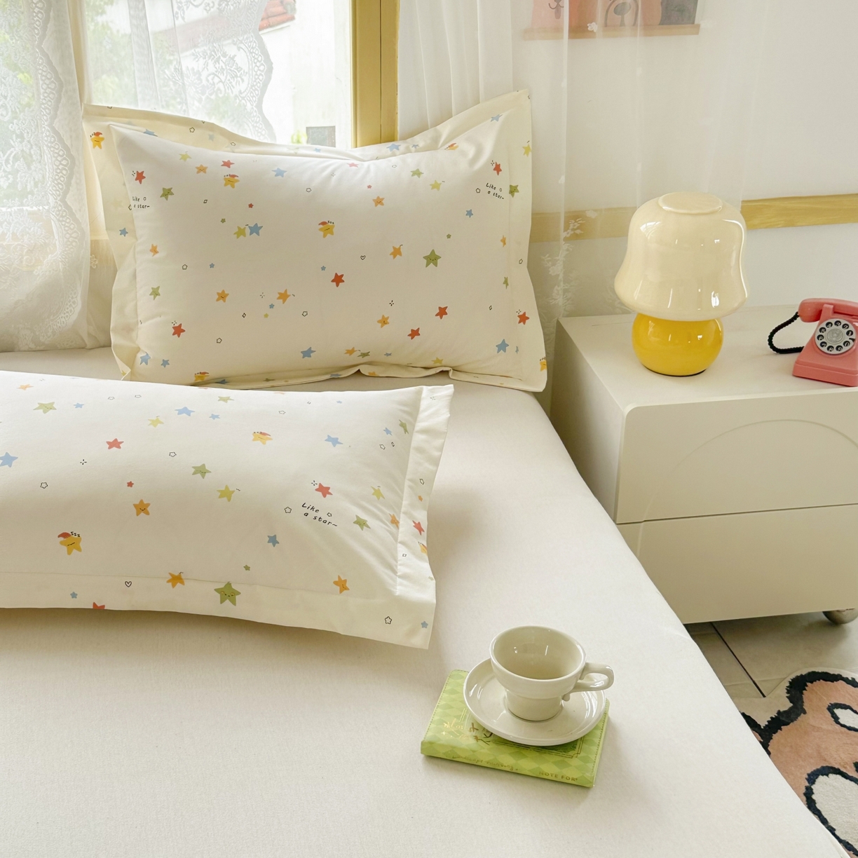 91家纺网 家纺一手货源 找家纺 豪选家纺 2025新款双层纱单层印花防水枕套 星趣小萌友