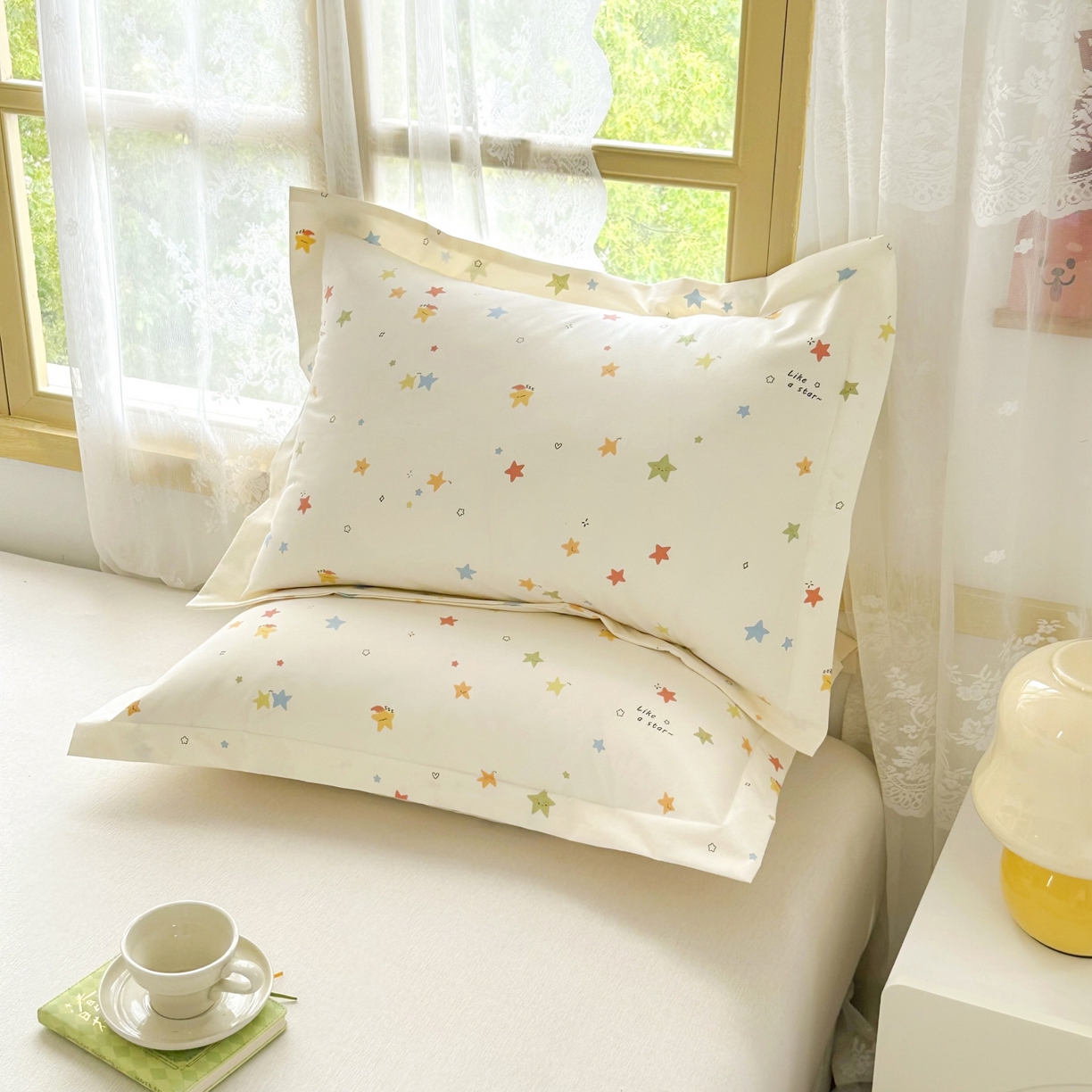 91家纺网 家纺一手货源 找家纺 豪选家纺 2025新款双层纱单层印花防水枕套 星趣小萌友