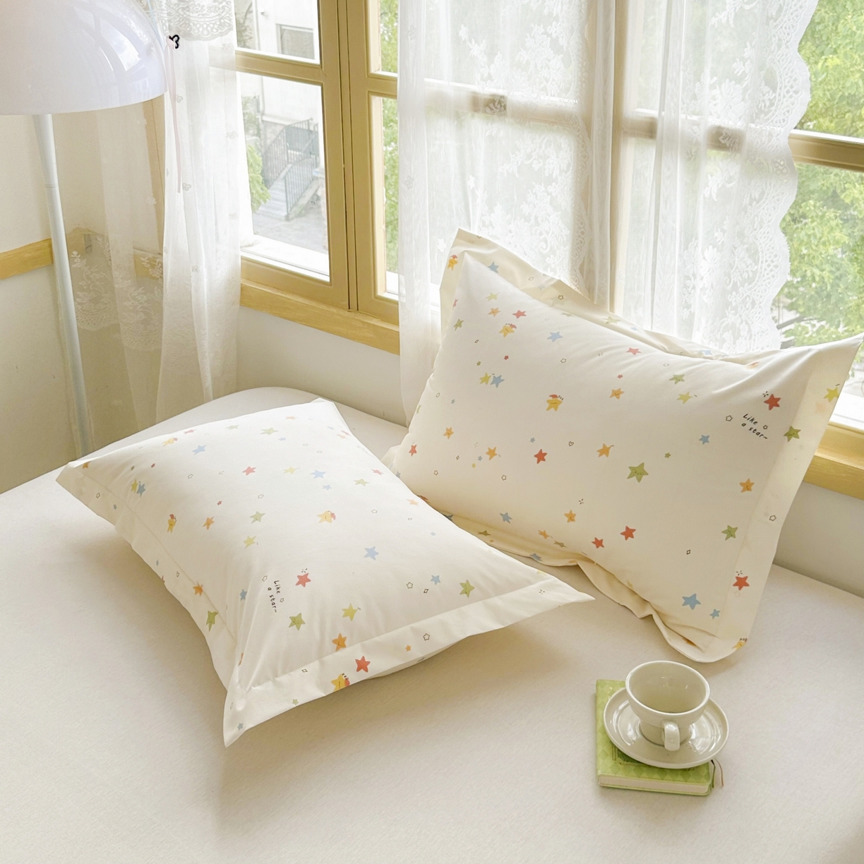 91家纺网 家纺一手货源 找家纺 豪选家纺 2025新款双层纱单层印花防水枕套 星趣小萌友