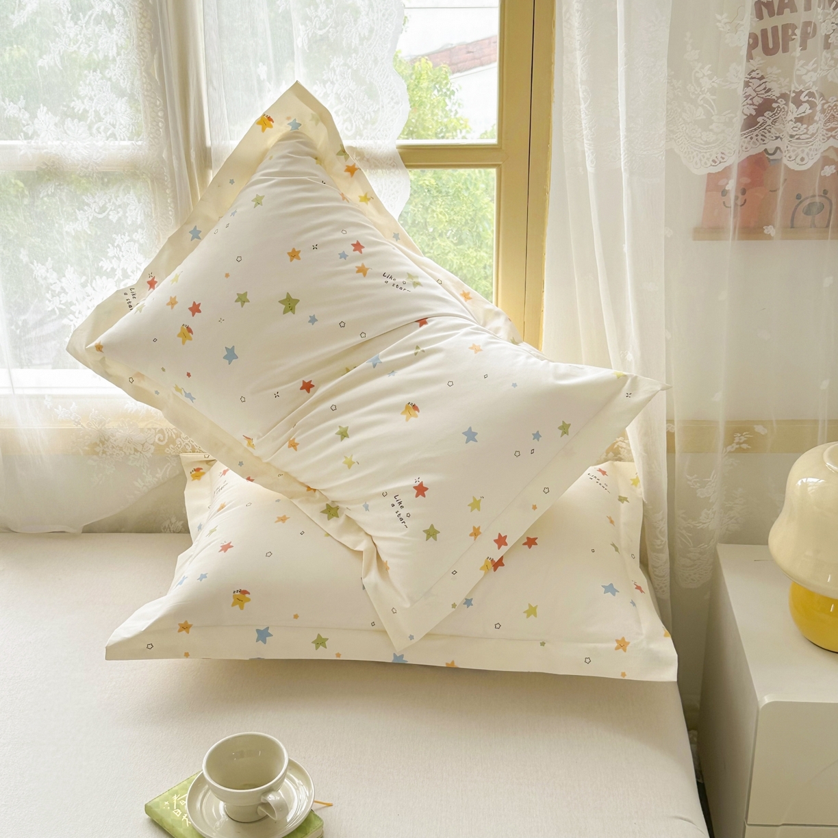 91家纺网 家纺一手货源 找家纺 豪选家纺 2025新款双层纱单层印花防水枕套 星趣小萌友