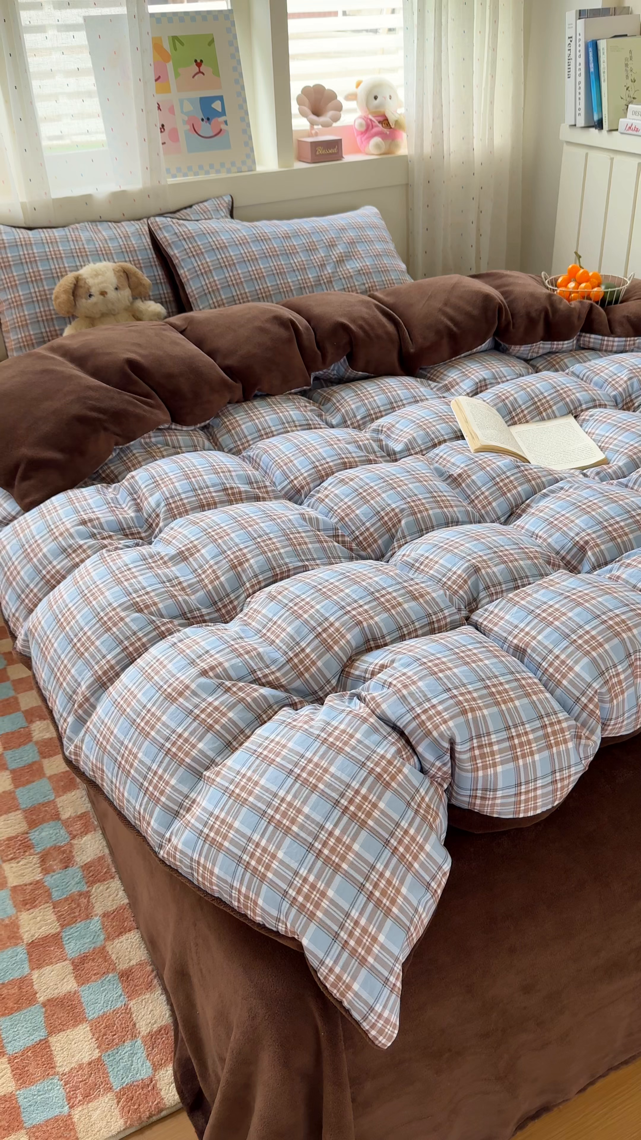 91家纺网 家纺一手货源 找家纺 十一家居 2025年新款A类云斜棉+牛奶绒春秋冬正反两用四件套—星漾系列 星漾-美式沙棕