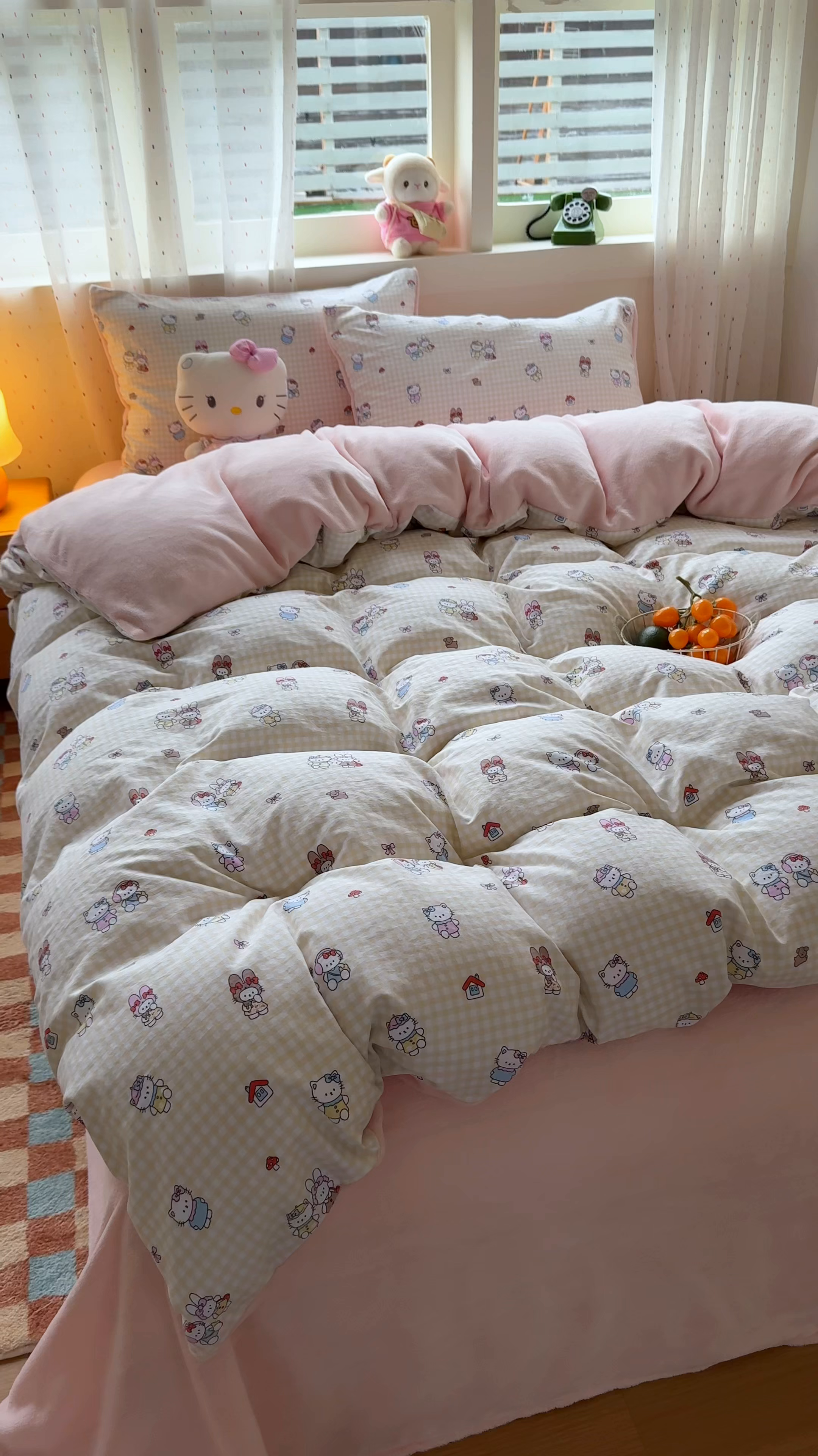 91家纺网 家纺一手货源 找家纺 十一家居 2025年新款A类云斜棉+牛奶绒春秋冬正反两用四件套—星漾系列 星漾-梦幻凯蒂