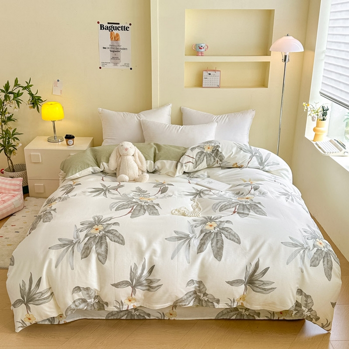 91家纺网 家纺一手货源 找家纺 绵庭家纺 2025新款秋季全棉印花单品被套 秋分落叶