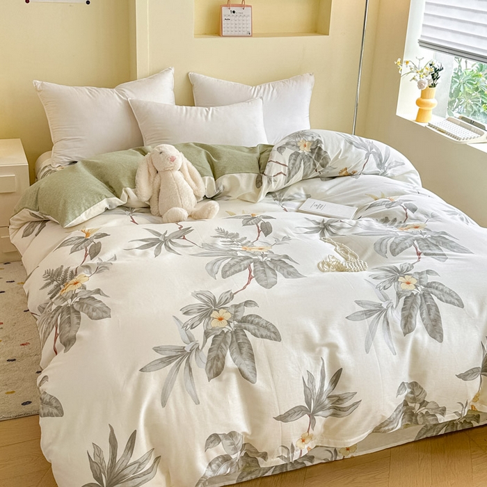 91家纺网 家纺一手货源 找家纺 绵庭家纺 2025新款秋季全棉印花单品被套 秋分落叶