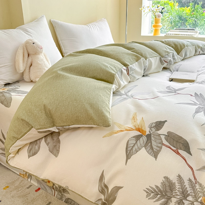 91家纺网 家纺一手货源 找家纺 绵庭家纺 2025新款秋季全棉印花单品被套 秋分落叶