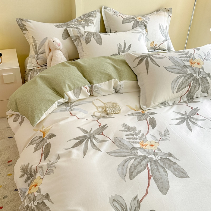 91家纺网 家纺一手货源 找家纺 绵庭家纺 2025新款秋季全棉印花单品被套 秋分落叶