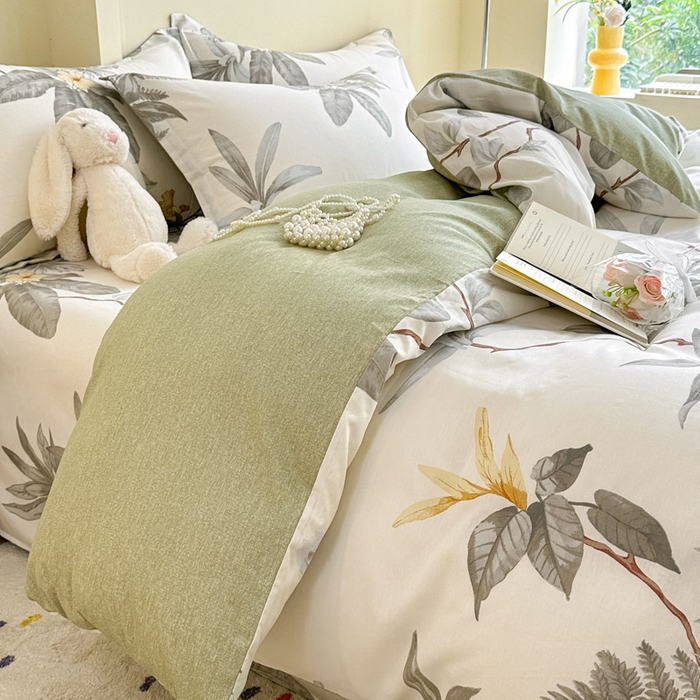 91家纺网 家纺一手货源 找家纺 绵庭家纺 2025新款秋季全棉印花单品被套 秋分落叶