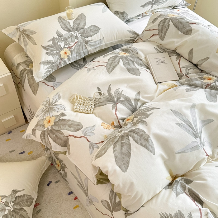 91家纺网 家纺一手货源 找家纺 绵庭家纺 2025新款秋季全棉印花单品被套 秋分落叶