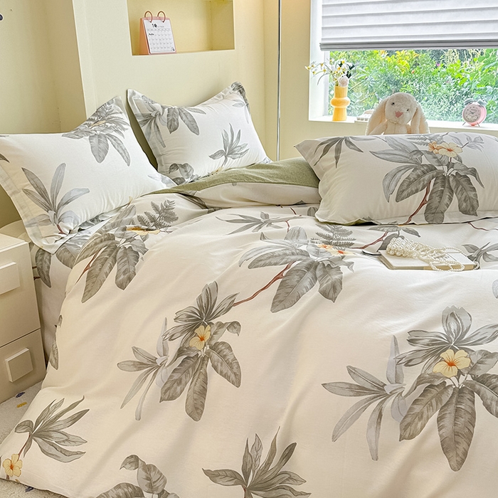 91家纺网 家纺一手货源 找家纺 绵庭家纺 2025新款秋季全棉印花单品被套 秋分落叶