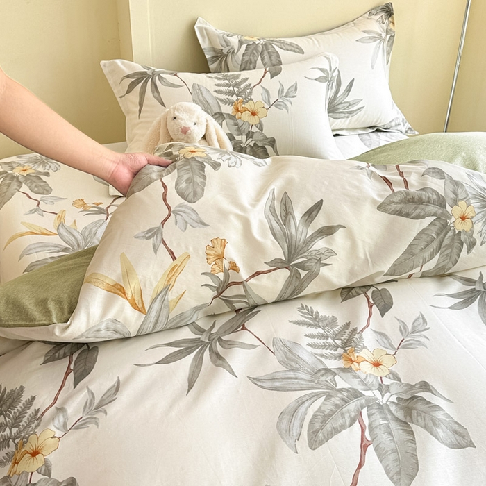 91家纺网 家纺一手货源 找家纺 绵庭家纺 2025新款秋季全棉印花单品被套 秋分落叶