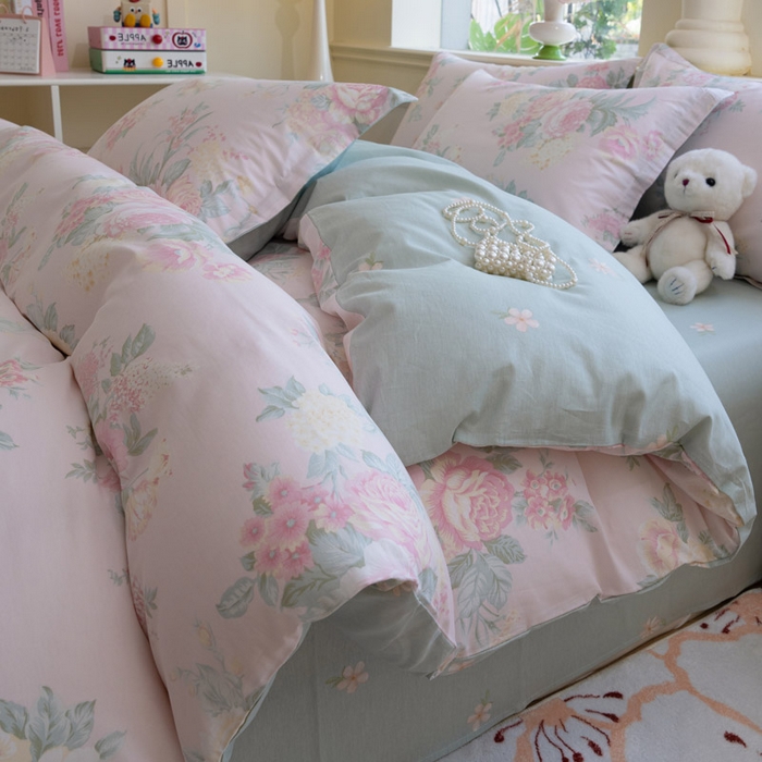 91家纺网 家纺一手货源 找家纺 绵庭家纺 2025新款秋季全棉印花单品被套 若影花梦