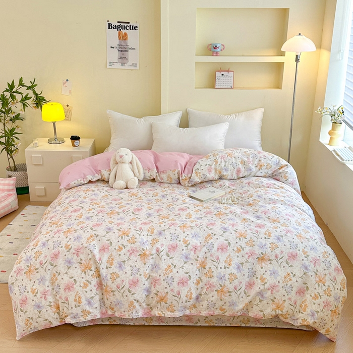 91家纺网 家纺一手货源 找家纺 绵庭家纺 2025新款秋季全棉印花单品被套 苏颜粉