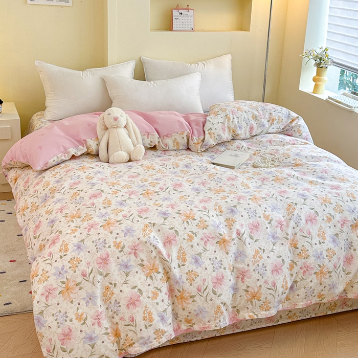 91家纺网 家纺一手货源 找家纺 绵庭家纺 2025新款秋季全棉印花单品被套 苏颜粉