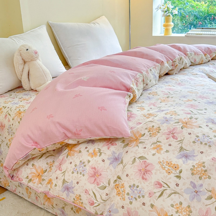 91家纺网 家纺一手货源 找家纺 绵庭家纺 2025新款秋季全棉印花单品被套 苏颜粉