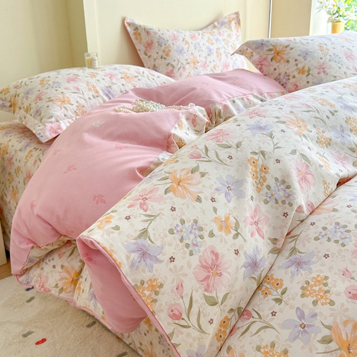 91家纺网 家纺一手货源 找家纺 绵庭家纺 2025新款秋季全棉印花单品被套 苏颜粉