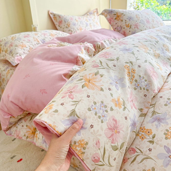 91家纺网 家纺一手货源 找家纺 绵庭家纺 2025新款秋季全棉印花单品被套 苏颜粉