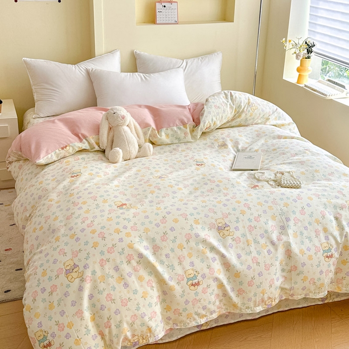 91家纺网 家纺一手货源 找家纺 绵庭家纺 2025新款秋季全棉印花单品被套 维尼花海