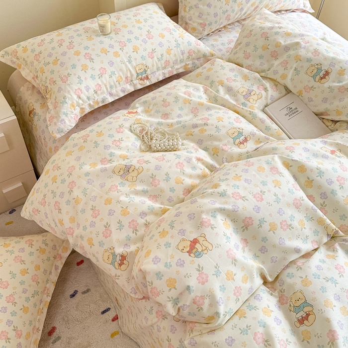 91家纺网 家纺一手货源 找家纺 绵庭家纺 2025新款秋季全棉印花单品被套 维尼花海