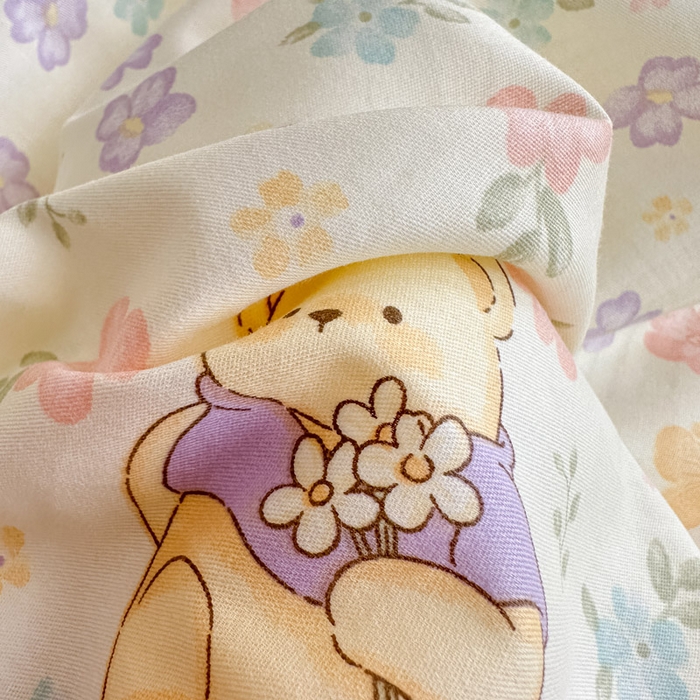 91家纺网 家纺一手货源 找家纺 绵庭家纺 2025新款秋季全棉印花单品被套 维尼花海