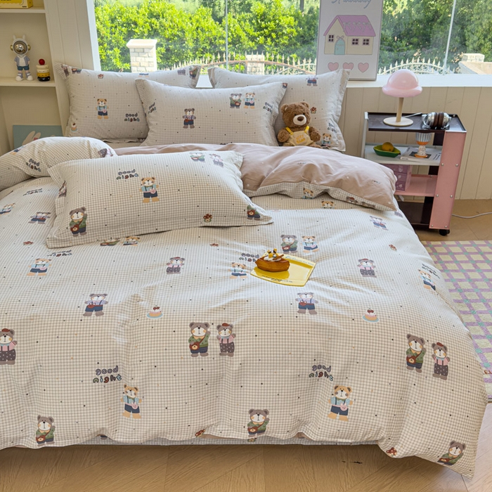 91家纺网 家纺一手货源 找家纺 绵庭家纺 2025新款秋季全棉印花单品被套 小熊系铃