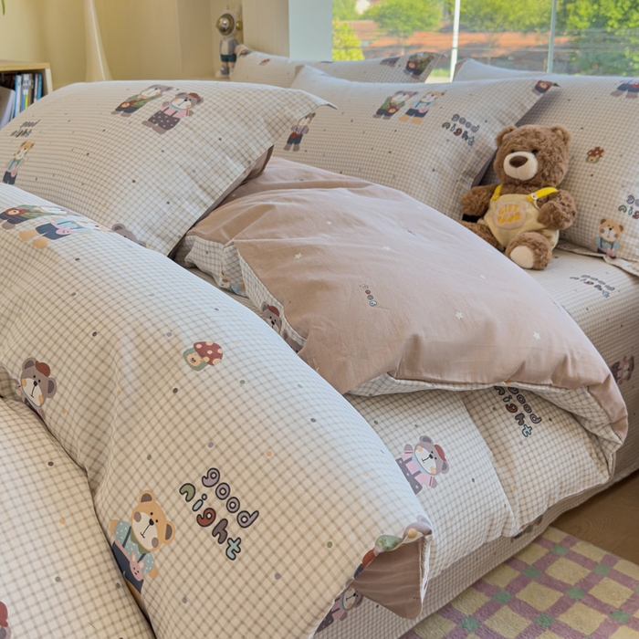绵庭家纺 2025新款秋季全棉印花单品被套 小熊系铃