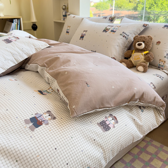 91家纺网 家纺一手货源 找家纺 绵庭家纺 2025新款秋季全棉印花单品被套 小熊系铃