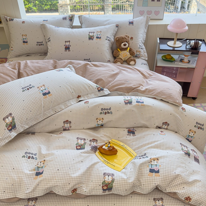 91家纺网 家纺一手货源 找家纺 绵庭家纺 2025新款秋季全棉印花单品被套 小熊系铃