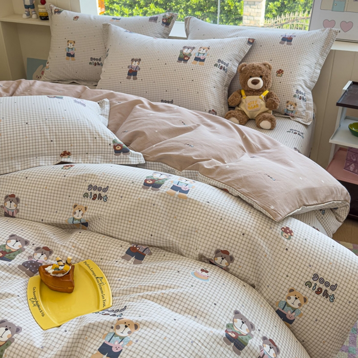 91家纺网 家纺一手货源 找家纺 绵庭家纺 2025新款秋季全棉印花单品被套 小熊系铃